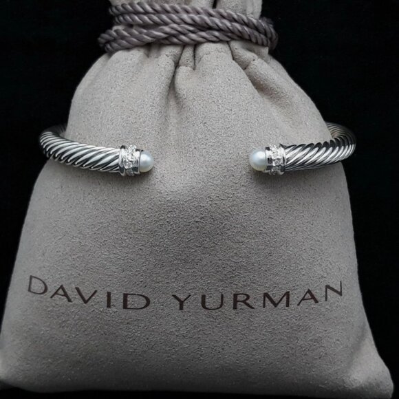 David Yurman Jewelry - David Yurman Pearl and Diamond Cable Bracelet size M